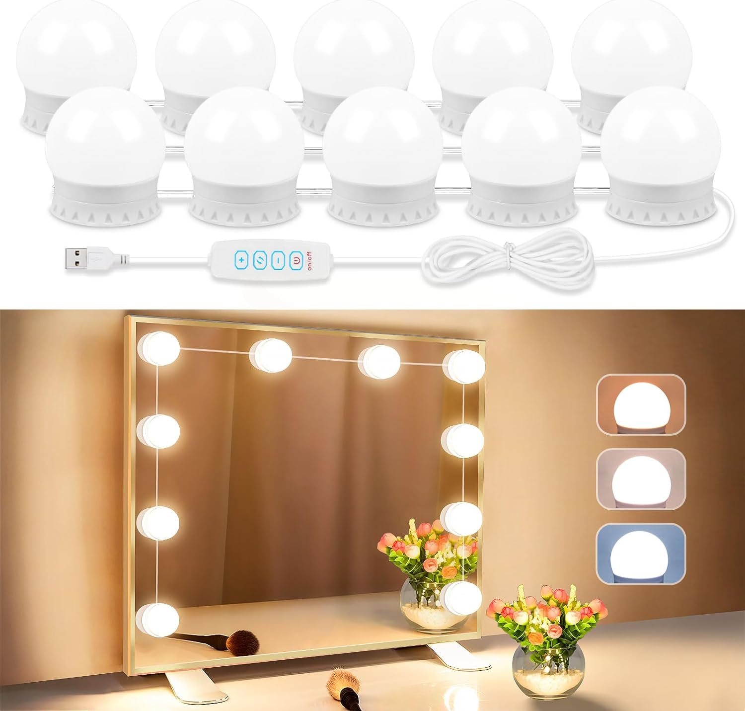 3 Modes Vanity Lights for Mirror | Makeup Lights